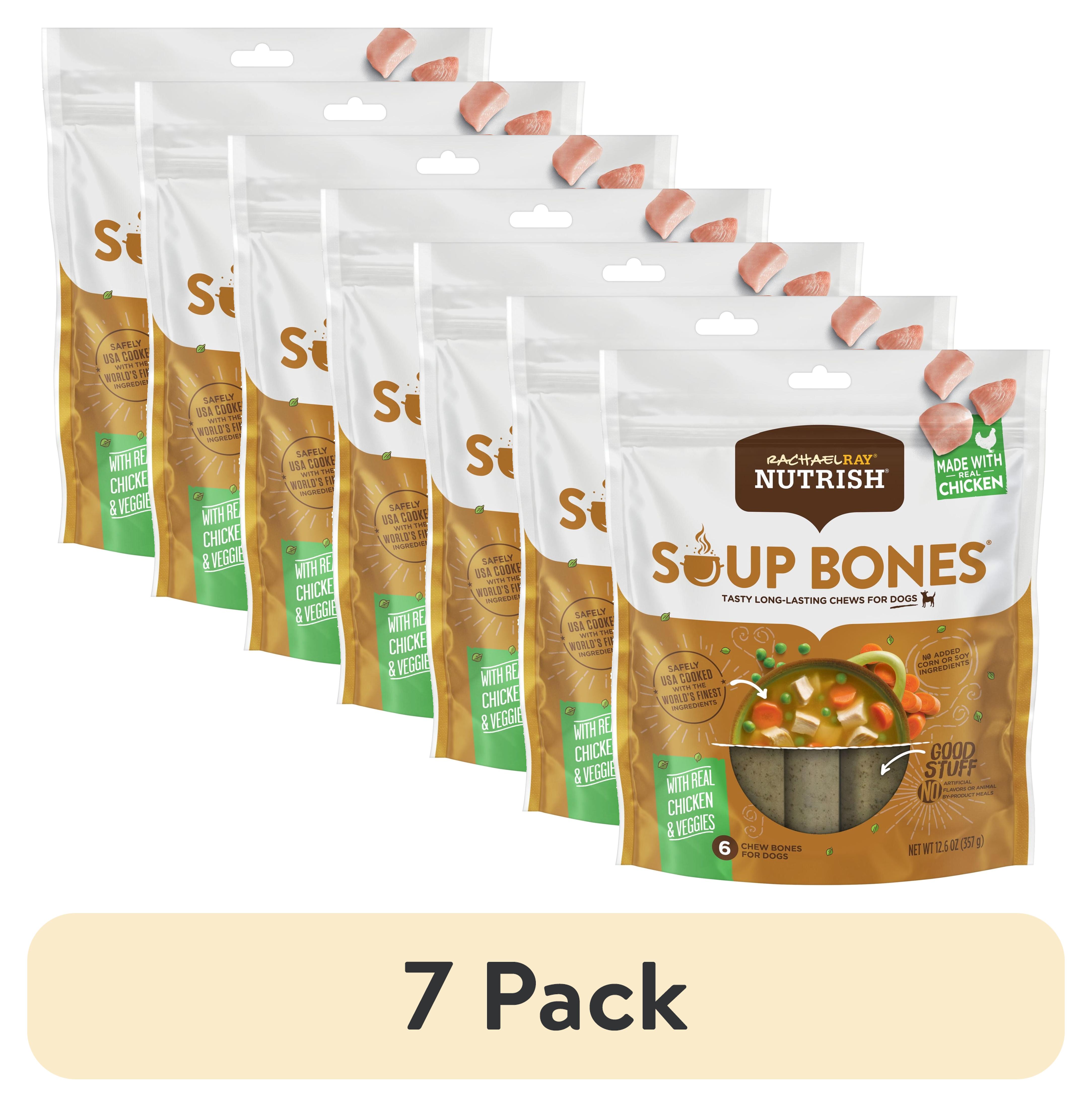 (7 pack) Rachael Ray Nutrish Soup Bones Dry Dog Treats with Real Chicken \u0026 Veggies, 6 Soft Treats